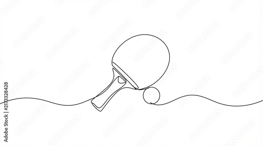 Obraz premium Continuous one line art ping pong paddle table tennis icon