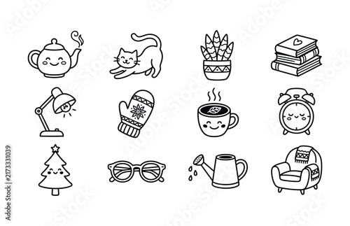 Cozy Home and Lifestyle Hand Drawn Icon Collection