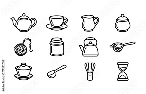 Kitchen Cooking and Tea Hand Drawn Icon Collection