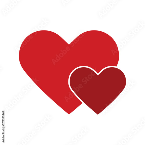 Red heart shape with white highlight symbol love