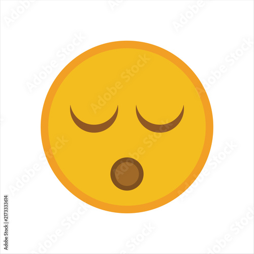 Yellow smiley face with black eyes and mouth on white background, yellow circle emoticon black smile