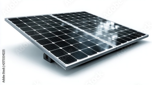 Solar panel module with glossy surface isolated on white background for renewable energy