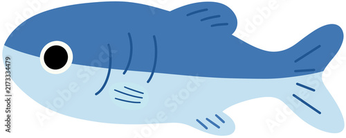Cute cartoon blue fish icon marine animal element isolated png