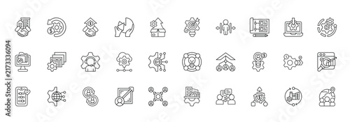 Business Integration Icon set Collection in Line Style. synergy, partnership, collaboration, strategy, alignment, workflow