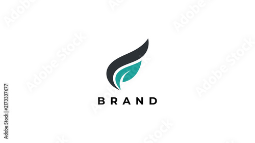 Minimalist abstract leaf wing logo design featuring a modern organic shape for eco friendly corporate branding and sustainable business identity