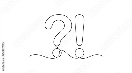  Question and exclamation mark set support continuous line art vector