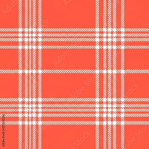 Bright coral pink and white plaid seamless pattern textile design background