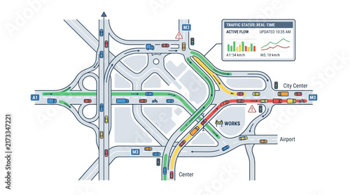 Urban Traffic Flow Map with Congestion and Data Analysis