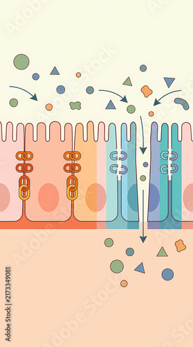 Tapety artystyczne Intestinal permeability with disrupted epithelial tight junctions