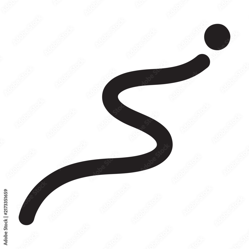Fototapeta premium Wavy path line with a circular point on a white background, for navigation