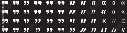 Double quote marks icon set. Solid and stroke Style quotation Icons. Quotation mark sign.
