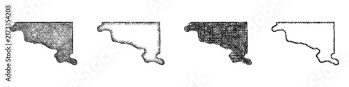 Konstfotografi Sketch monochrome Hughes, South Dakota outline map design set