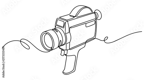 Single-Line Drawing Of A Vintage Handheld Video Camera For Creative Media Production And Filmmaking Projects