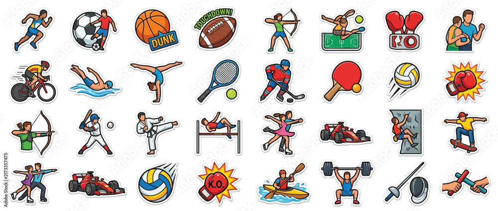 Naklejka premium Diverse Sports Icons Collection Isolated Transparent Background