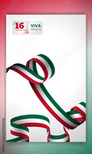 Portrait banner post for mexico independence day with waving mexican flag design