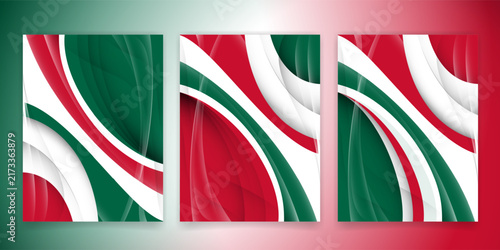 Bundle set of mexico independence day template with abstract background design