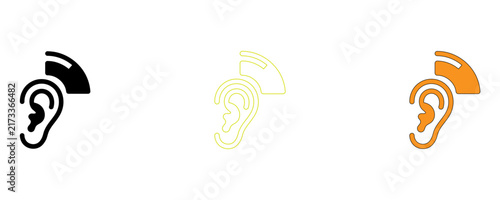 Bild auf Leinwand Three flat style icons showing different types of hearing protection