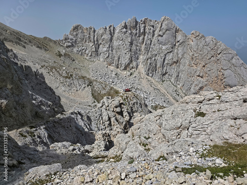 High Angle View of Franchetti Refuge in Gran Sasso Mountain Massif, Italy
