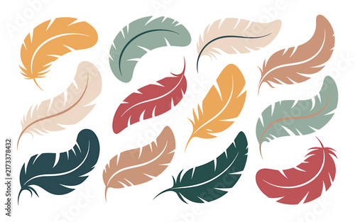 Minimalist dark teal feather shape vector illustration isolated on crisp white background, elegant artistic graphic design element for modern branding and creative projects.