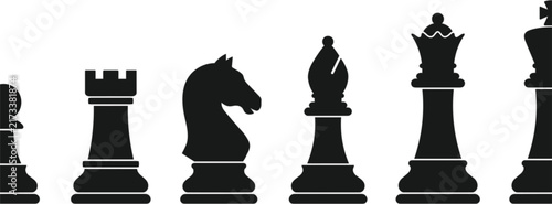 Bild auf Leinwand Chess pieces set king queen bishop knight rook pawn board game strategic challen