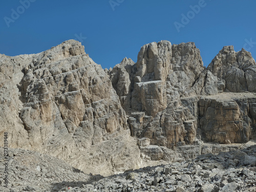 Majestic Rocky Peaks and Limestone Cliffs of Gran Sasso Mountain Massif, Italy