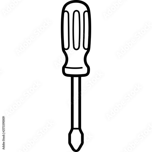Simple screwdriver line art icon for construction