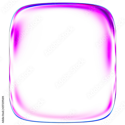 Abstract Glowing Neon Pink and Purple Rounded Square Frame on Transparent Background