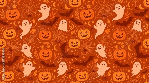 Halloween Seamless Pattern Collection with Geometric, Line Art, and Vintage Spooky Designs