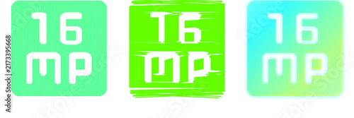 Canvastavla Vibrant 16 MP mega icon set in green and blue, isolated on transparent backgroun