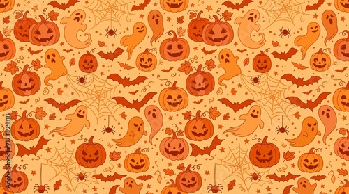 Halloween Seamless Pattern Collection with Geometric, Line Art, and Vintage Spooky Designs