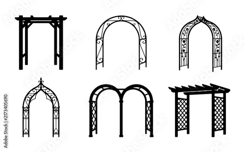Obraz na plátně 70 Garden Archways Vector Set: Decorative Outdoor Structures, Pergola Designs, O