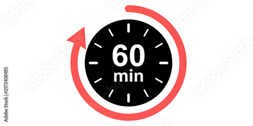 Canvastavla 60 minute timer clock with red arrow showing time duration for scheduling and planning