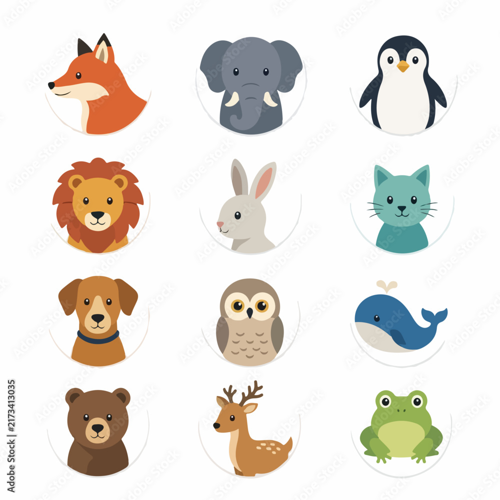 Fototapeta premium Vector-based animal icon set collection on a white background