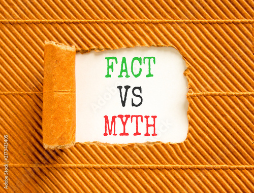 Canvas Print Fact vs versus myth words symbol