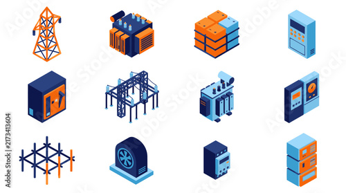 Isometric Technology and Data Center Icons Collection.