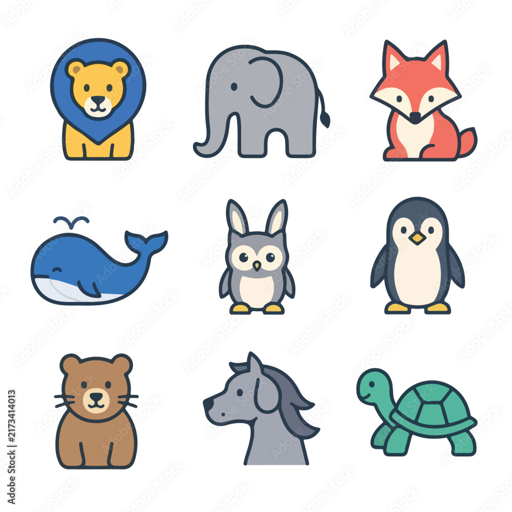 Fototapeta premium Vector-based animal icon set collection on a white background