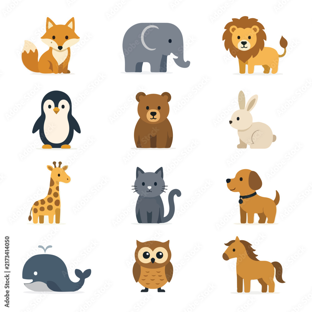 Fototapeta premium Vector-based animal icon set collection on a white background