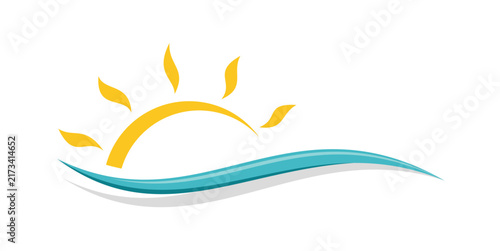 Abstract Wave and Sun Logo Template Illustration Design. Vector EPS 10.