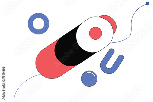 Minimalist Creative Illustration with Capsule and Shapes
