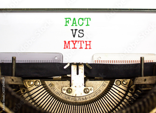 Fotografie Fact vs versus myth words symbol