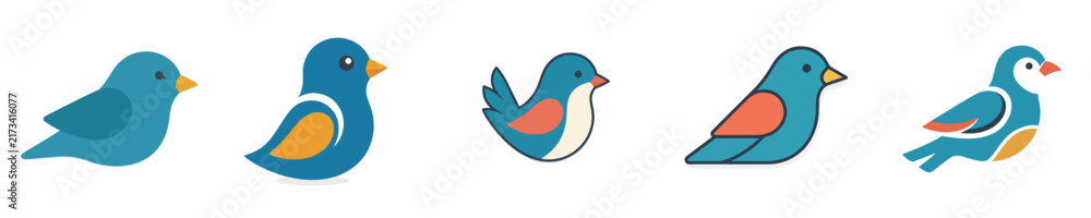 Fototapeta premium Simple bird icon vector set on a white background