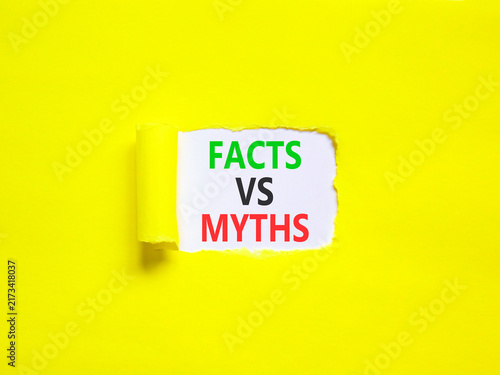 Fotografie Facts vs versus myths words symbol