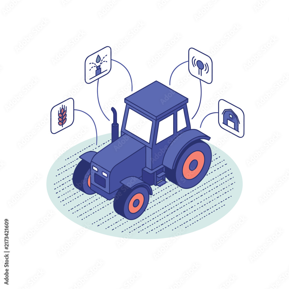 Naklejka premium Corporate of Smart Agriculture Tractor with IoT Connectivity and Precision Farming Technology with high quality professional line art symbols for modern creative design and digital branding projects
