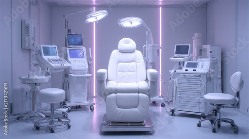 Luxury cosmetic treatment room with advanced aesthetic equipment