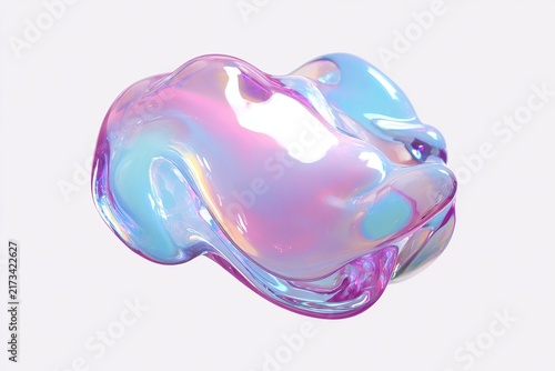 Colorful iridescent shape floats gracefully in an abstract space filled with light during a serene moment of beauty and creativity