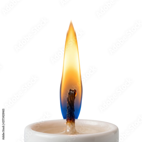 Canvastavla Close up lit candle wick with glowing flame illumination