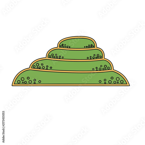 Green Terraced Hillside with Circular Patterns
