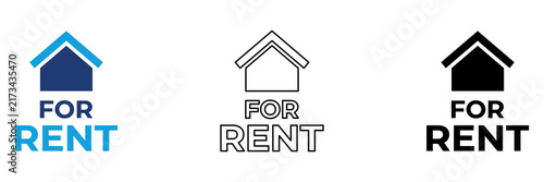 Canvastavla Multicolor House For Rent Icon Set with Filled and Outline Styles for Property L