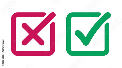 Checkmark and cross mark UI icons for web design and digital survey forms