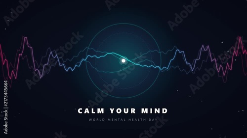 World Mental Health Day Calm Your Mind Abstract Sound Wave Background